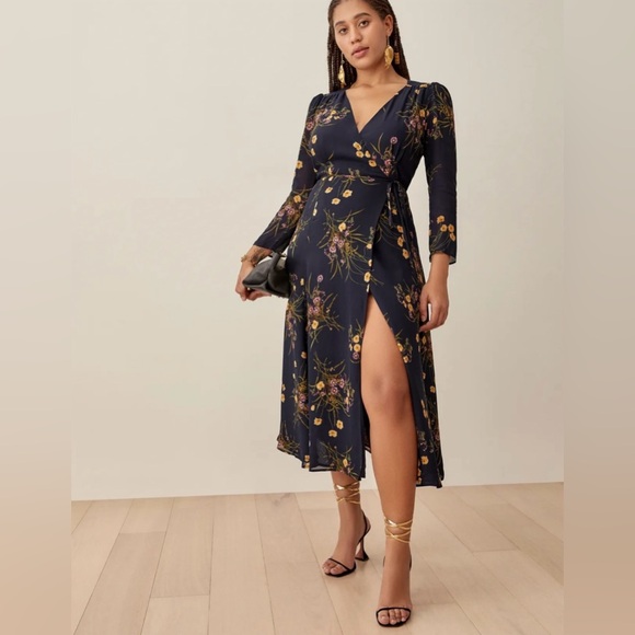 SOLD // Reformation Melba Floral Print Wrap Dress Size Small - Picture 13 of 13
